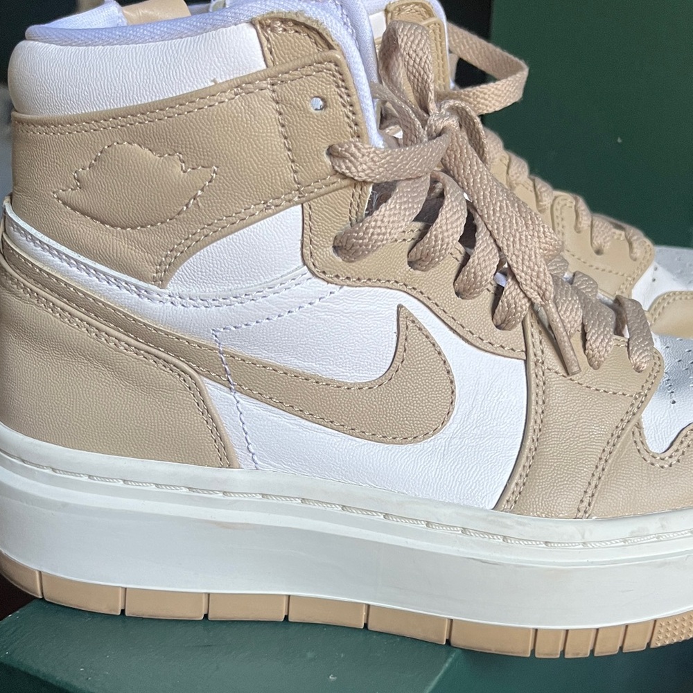 Nike Women's Tan and White High-Top Sneakers